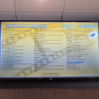 Epic Theatres - Bar menu - Cinema Near Me - Ocala, Florida Epic Theatres - Bar menu - Cinema Near Me - Ocala, Florida