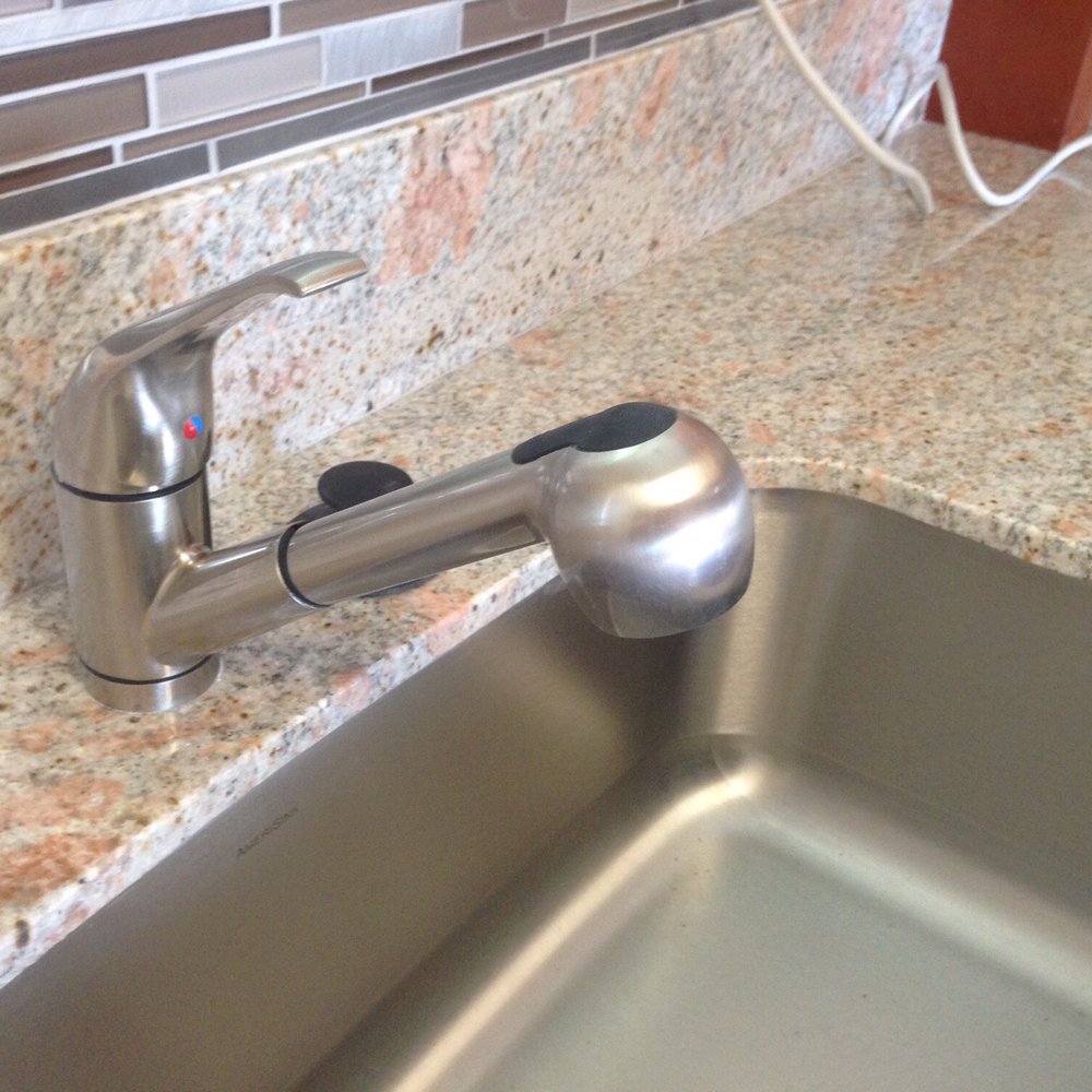 Stainless steel under mount kitchen sink ($310) and faucet ($69) from selective stone Stainless steel under mount kitchen sink ($310) and faucet ($69) from selective stone