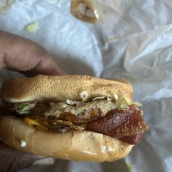The Best Burger - Turkey Burger W/ Cheese Bacon Grilled Onions No Tomato