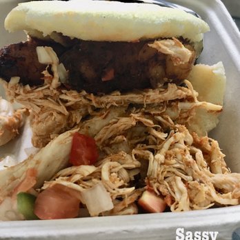 Que Rica's - The Sassy arepa with chicken and plantains. - Venezuelan Near Me - Haddon Township, New Jersey
