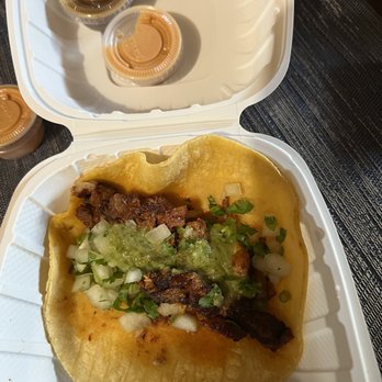 Paco's Tacos Lighthouse - al pastor taco, 1 taco $9, picture says it all - Mexican Near Me - Kilauea, Hawaii