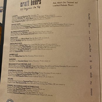 Monkeypod Kitchen - Beer Menu! - Hawaiian Near Me - Kapolei, Hawaii Monkeypod Kitchen - Beer Menu! - Hawaiian Near Me - Kapolei, Hawaii