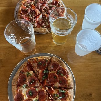 Aviator Pizza & Drafthouse - Meat Almighty & Pepperoni Basil - Pizza Near Me - Elgin, Texas