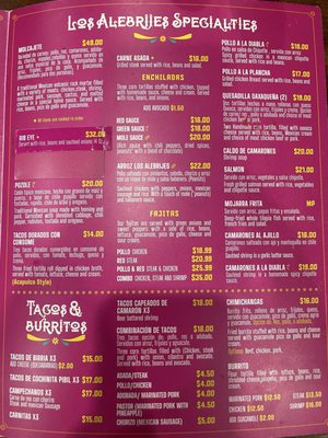 Menu photo 2 Los Alebrijes Mexican Restaurant Boston, MA Menu photo 2 Los Alebrijes Mexican Restaurant Boston, MA