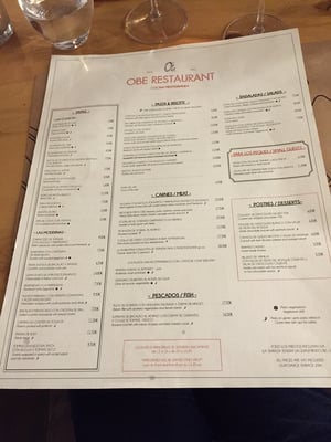 Menu photo 8 Obe Restaurant Barcelona, B Menu photo 8 Obe Restaurant Barcelona, B