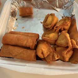 Dority's Bar & Grill - Hamburger egg rolls and crab Rangoon