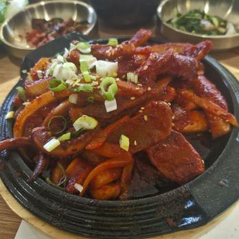 Top Sot - Squid bulgogi combo w Leaf Wrap, bean paste stew, hot rice pot. - Korean Near Me - Buena Park, California Top Sot - Squid bulgogi combo w Leaf Wrap, bean paste stew, hot rice pot. - Korean Near Me - Buena Park, California