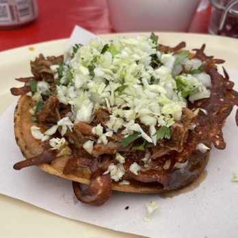 Birrieria El primo - Tostada - Delicious, but the tortilla is very thick and fried HARD.  A little tough to eat, but worth it. - Specialty Food Near Me - Chula Vista, California