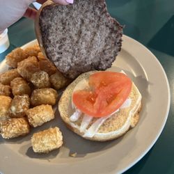 Thee Garage - Cheese burger. Stingy on ingredients.