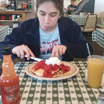 Linda's Family Diner - My wife ADORES the strawberry topped pancakes - New American Near Me - Corfu, New York