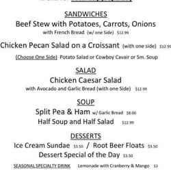 The Tea Room at Merrie Pennie's - Dine in or take out menu changes daily. Sept. 19, 20. Food service Mon thru Sat from 11am - 2pm.