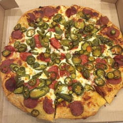 Tony's Pizza - We asked for pepperoni & jalapeno. This is jalapeno overload..... Way too much.