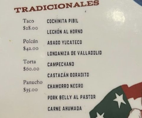 Menu photo 3 La Unión Merida, YUC