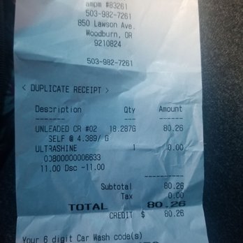 ARCO - Receipt - Gas Stations Near Me - Woodburn, Oregon ARCO - Receipt - Gas Stations Near Me - Woodburn, Oregon
