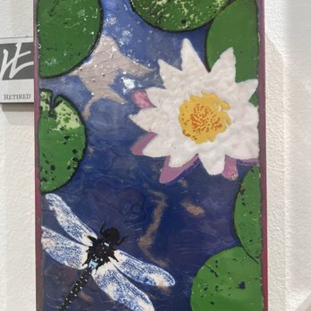 Ao5 Gallery - One of the tiles made using glass on copper - Art Galleries Near Me - Austin, Texas