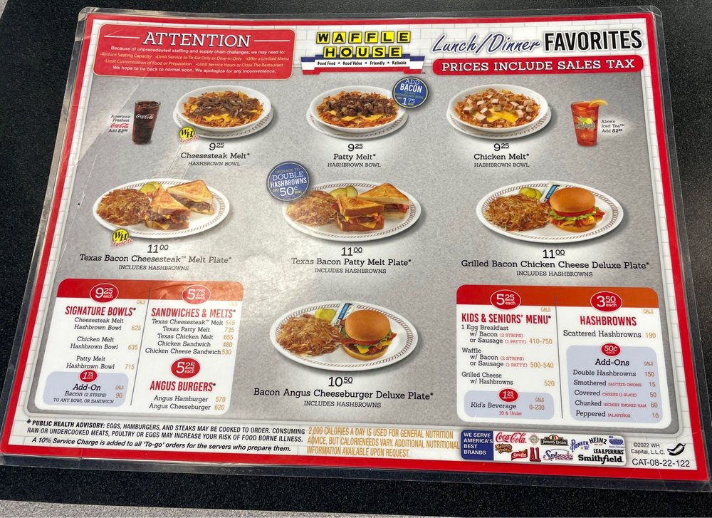 WAFFLE HOUSE 1506 Farmerville Hwy, Ruston, Louisiana Breakfast