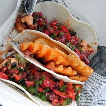 Rudy's Hideaway Truck - Shrimp tacos and seasoned waffle fries - Food Trucks Near Me Rudy's Hideaway Truck - Shrimp tacos and seasoned waffle fries - Food Trucks Near Me