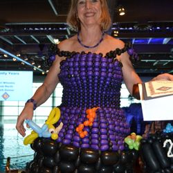All About Fun Entertainment - Me wearing a balloon dress and sporting a balloon purse for a recognition event at the Shedd Aquarium.