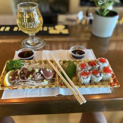 Umai Sushi - Takeout day. Tuna tatami and chopped scallop roll.