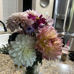 Owner created this arrangement for me from her cute little flower bar out back.