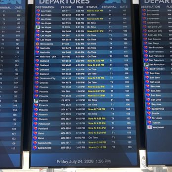 Southwest Airlines - All yellow are delayed with new departure times. - Airlines Near Me - San Diego, California
