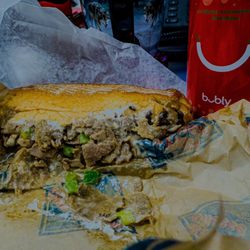 South Philly Cheese Steaks - South of Philly cheese stake (the works) with cream cheese.