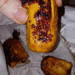 Angies Fish Shop - Fried dim sims.   With soy sauce added to it. There is fried or steamed versions of dim sims.