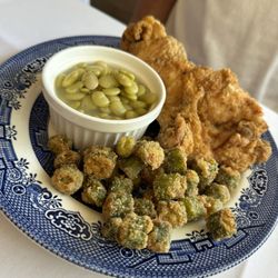 Trish Ann's Antiques Gifts & Tearoom - Fried chicken, fried okra and butter beans