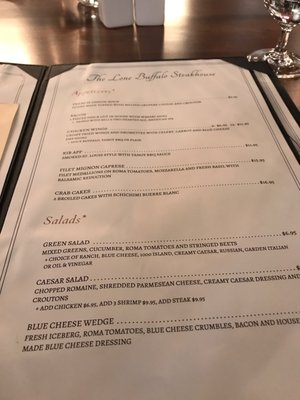 Menu photo 1 The Lone Buffalo Steakhouse Dubois, WY