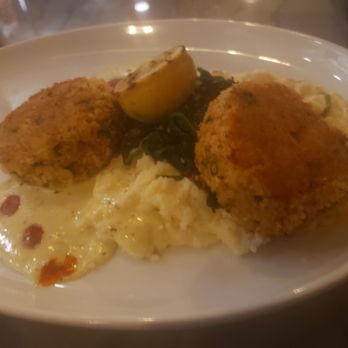River & Post - Crab Cakes meal with grits - Lounges Near Me - Jacksonville, Florida