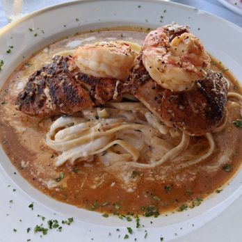 Mare Blu Ristorante - Blackened Grouper with alfredo, and shrimp. Amazing. - Italian Near Me - Sonora, SON Mare Blu Ristorante - Blackened Grouper with alfredo, and shrimp. Amazing. - Italian Near Me - Sonora, SON