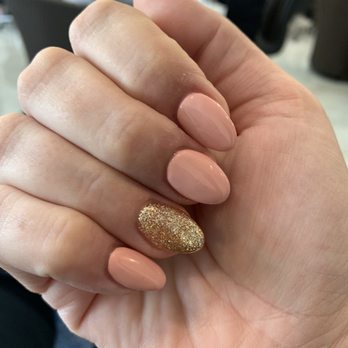 Coco Nail Bar - Almond pink with gold! LOVE! - Nail Salons Near Me - Algonquin, Illinois Coco Nail Bar - Almond pink with gold! LOVE! - Nail Salons Near Me - Algonquin, Illinois