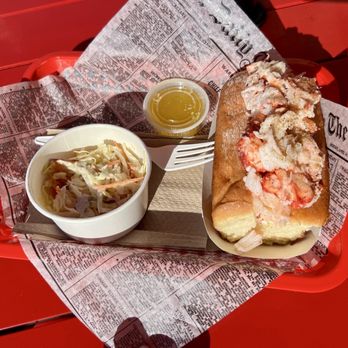 Lobster West - Side of coleslaw, epic Lobster Roll - Epic with butter on the side. - Seafood Near Me - Coronado, California
