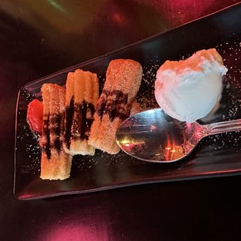 Don Pancho Villa Restaurant - Churros with one scoop of Ice Cream - Tex-Mex Near Me - Brooklyn, New York
