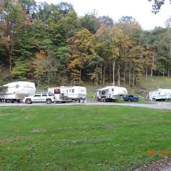 Creekside Camping - These camper sites overlook the waterfall. - Campgrounds Near Me - Triadelphia, West Virginia