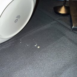 Dirty plates and table cloth on arrival