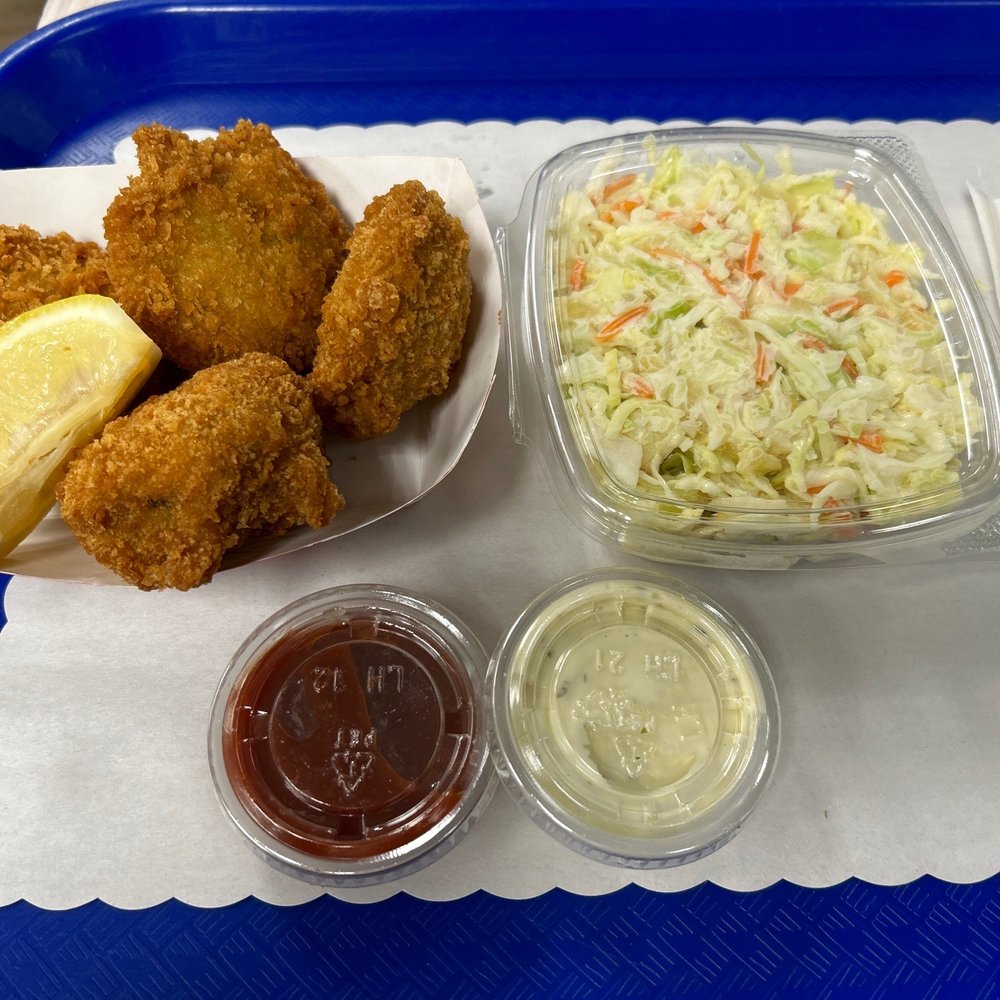 Fish King - Genuine Crab Cakes and side of Cole slaw Feb 2023 - Seafood Markets Near Me - Glendale, California