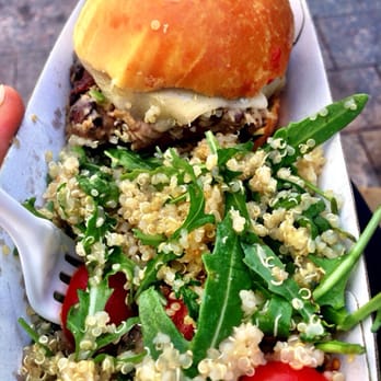 The Rocks Markets - 'Shroom' Burger - Mushroom & Cannelini Bean Patty with Quinoa Salad $10 - Farmers Market Near Me - The Rocks, NSW The Rocks Markets - 'Shroom' Burger - Mushroom & Cannelini Bean Patty with Quinoa Salad $10 - Farmers Market Near Me - The Rocks, NSW