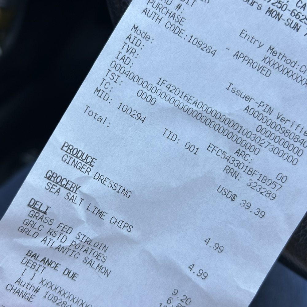 Sprouts Farmers Market - Receipt for Salmon purchased - Grocery Near Me - Glendora, California Sprouts Farmers Market - Receipt for Salmon purchased - Grocery Near Me - Glendora, California