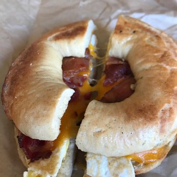 Big Bon Bodega - Bacon, egg, herb butter, and cheddar cheese on a plain bagel - Bagels Near Me - Savannah, Georgia