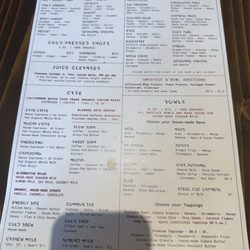 Common Soil Juicery - Menu