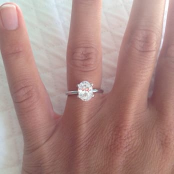Mon Ami Jewelry - 1.5 carat oval solitaire with 14 carat white gold band (1.7 mm width) - Jewelry Near Me - Chicago, Illinois
