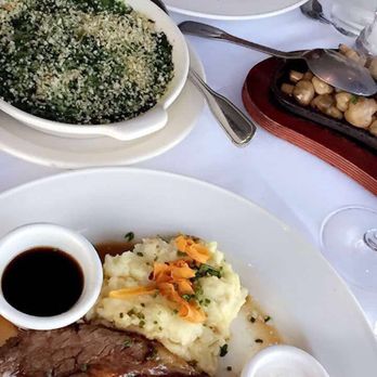 Chart House - Prime rib, herb crusted salmon, creamy spinach, and sizzlin' ( literally ) mushrooms - Seafood Near Me - Weehawken, New Jersey