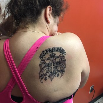 The Tattoo Lady - VERONIKA'S FIRST TATTOO  SERBIAN COAT OF ARMS by BRYAN - Tattoo Near Me - Hammond, Indiana
