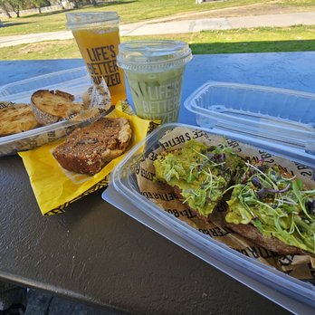 Better Buzz Coffee Bonita - Turkey pesto sandwich, feta avocado toast, mango red bull smoothie, peppermint green tea matcha, and a zucchini loaf! - Coffee & Tea Near Me - Bonita, California Better Buzz Coffee Bonita - Turkey pesto sandwich, feta avocado toast, mango red bull smoothie, peppermint green tea matcha, and a zucchini loaf! - Coffee & Tea Near Me - Bonita, California