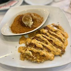 Half Shell Oyster House - Almond crusted chicken with sweet potato casserole