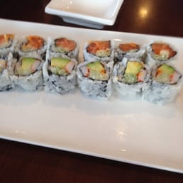 Spicy salmon roll and California roll Spicy salmon roll and California roll