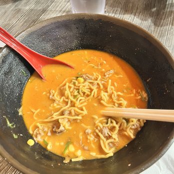 Nishikawa Ramen - Salty Miso with fatty beef slices instead of pork or chicken because they ran out - Ramen Near Me - Phoenix, Arizona Nishikawa Ramen - Salty Miso with fatty beef slices instead of pork or chicken because they ran out - Ramen Near Me - Phoenix, Arizona