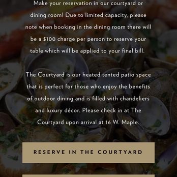 Maple & Ash - Website stating deposit will be applied to the final bill - Steakhouses Near Me - Chicago, Illinois