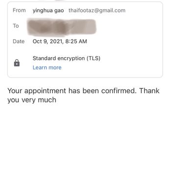 Thai Foot Massage - Received an confirmation email from the owner. No email between the first one and this one. - Massage Near Me - Mesa, Arizona
